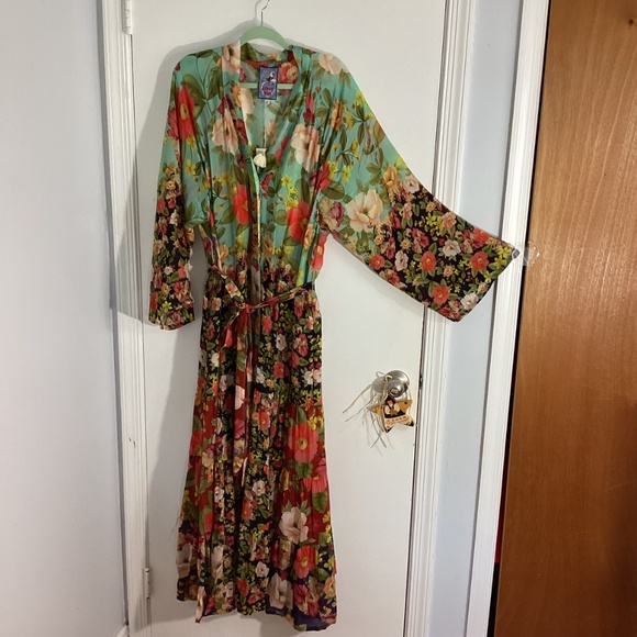 NWT JOHNNY WAS PLUS 3X  BURKE KIMONO  MAXI DRESS FLORAL TIRED MSRP 515.00 - Picture 6 of 14